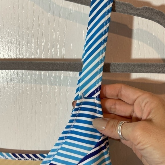 NWT Swimsuits For All Blue & White Stripe One Piece Swimsuit tummy control 20 - Picture 11 of 13
